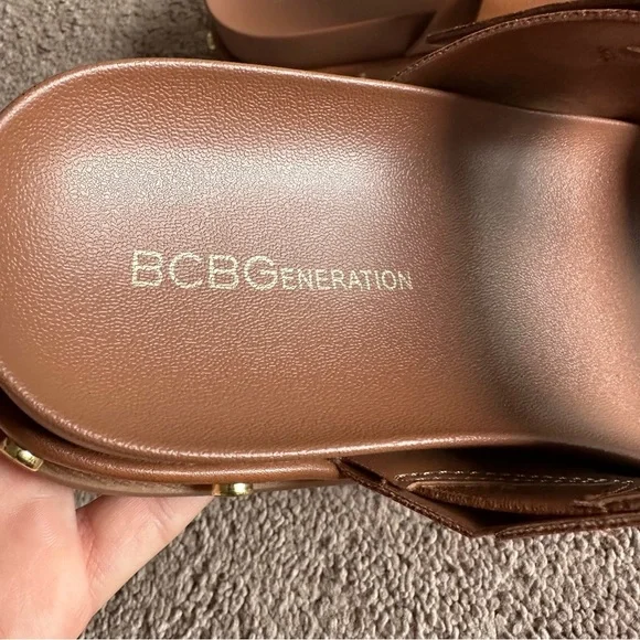 BCBGeneration Bamba Double Buckle Slide Sandals Brown Birkenstock Style 7.5 NWT - Picture 8 of 9